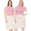 image:imageSTRETCH IS COMFORT Knee Length and Midi ALine Flowy Skirt  Comfortable Clothes for Women  S5XPink Rose Vine