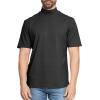 image:imageSTRETCH IS COMFORT Mens Cotton Mock Neck Short Sleeve amp Cuffed Long Sleeve TopBlack