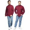 image:imageSTRETCH IS COMFORT Mens Cotton Mock Neck Short Sleeve amp Cuffed Long Sleeve TopBurgundy