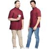 image:imageSTRETCH IS COMFORT Mens Cotton Mock Neck Short Sleeve amp Cuffed Long Sleeve TopBurgundy