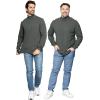 image:imageSTRETCH IS COMFORT Mens Cotton Mock Neck Short Sleeve amp Cuffed Long Sleeve TopCharcoal Gray