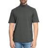 image:imageSTRETCH IS COMFORT Mens Cotton Mock Neck Short Sleeve amp Cuffed Long Sleeve TopCharcoal Gray