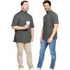 image:imageSTRETCH IS COMFORT Mens Cotton Mock Neck Short Sleeve amp Cuffed Long Sleeve TopCharcoal Gray