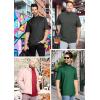 image:imageSTRETCH IS COMFORT Mens Cotton Mock Neck Short Sleeve amp Cuffed Long Sleeve TopCharcoal Gray