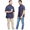 image:imageSTRETCH IS COMFORT Mens Cotton Mock Neck Short Sleeve amp Cuffed Long Sleeve TopNavy Blue