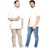 image:imageSTRETCH IS COMFORT Mens Cotton Mock Neck Short Sleeve amp Cuffed Long Sleeve TopWhite