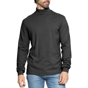 image:imageSTRETCH IS COMFORT Mens Cotton Mock Neck Short Sleeve amp Cuffed Long Sleeve TopBlack
