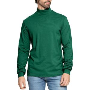 image:imageSTRETCH IS COMFORT Mens Cotton Mock Neck Short Sleeve amp Cuffed Long Sleeve TopHunter Green