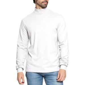 image:imageSTRETCH IS COMFORT Mens Cotton Mock Neck Short Sleeve amp Cuffed Long Sleeve TopWhite