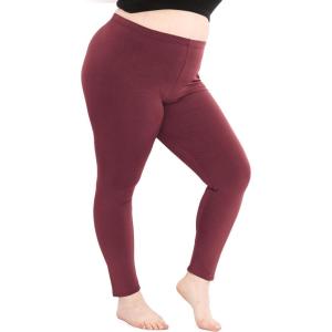image:imageSTRETCH IS COMFORT Womens Plus Size Knee amp Full Length Cotton Leggings  XLarge  7XBurgundy