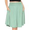 image:imageSTRETCH IS COMFORT Womens and Plus Size Scoop Hem Flare Mid Length Skirt with Pockets  S5XSage Green