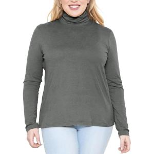 image:imageSTRETCH IS COMFORT Womens Plus Size Relaxed Long Sleeve Turtleneck  XL  7XCharcoal Gray
