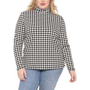 image:imageSTRETCH IS COMFORT Womens Plus Size Relaxed Long Sleeve Turtleneck  XL  7XHoundstooth