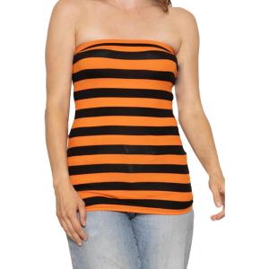 image:imageSTRETCH IS COMFORT Womens amp Plus Mid and Long Length Tube Top  X Small  5XBlack and Orange Stripes