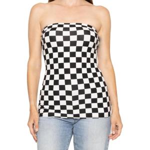 image:imageSTRETCH IS COMFORT Womens amp Plus Mid and Long Length Tube Top  X Small  5XCheckered Black and White