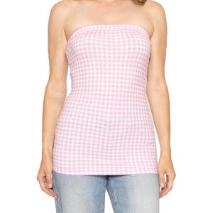 image:imageSTRETCH IS COMFORT Womens amp Plus Mid and Long Length Tube Top  X Small  5XPink Gingham