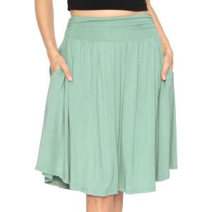 image:imageSTRETCH IS COMFORT Womens and Plus Size Scoop Hem Flare Mid Length Skirt with Pockets  S5XSage Green