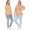 image:imageSTRETCH IS COMFORT Womens Long Sleeve Lay Flat Crew Neck Tee  Everyday Top  Plus amp Regular Sizes S5XBeige