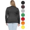 image:imageSTRETCH IS COMFORT Womens Long Sleeve Lay Flat Crew Neck Tee  Everyday Top  Plus amp Regular Sizes S5XBlack