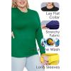 image:imageSTRETCH IS COMFORT Womens Long Sleeve Lay Flat Crew Neck Tee  Everyday Top  Plus amp Regular Sizes S5XBlack Orange Stripes