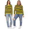 image:imageSTRETCH IS COMFORT Womens Long Sleeve Lay Flat Crew Neck Tee  Everyday Top  Plus amp Regular Sizes S5XBlack Yellow Stripes