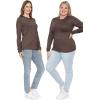 image:imageSTRETCH IS COMFORT Womens Long Sleeve Lay Flat Crew Neck Tee  Everyday Top  Plus amp Regular Sizes S5XBrown