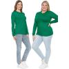 image:imageSTRETCH IS COMFORT Womens Long Sleeve Lay Flat Crew Neck Tee  Everyday Top  Plus amp Regular Sizes S5XKelly Green