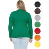 image:imageSTRETCH IS COMFORT Womens Long Sleeve Lay Flat Crew Neck Tee  Everyday Top  Plus amp Regular Sizes S5XKelly Green