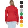 image:imageSTRETCH IS COMFORT Womens Long Sleeve Lay Flat Crew Neck Tee  Everyday Top  Plus amp Regular Sizes S5XRed