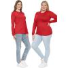 image:imageSTRETCH IS COMFORT Womens Long Sleeve Lay Flat Crew Neck Tee  Everyday Top  Plus amp Regular Sizes S5XRed