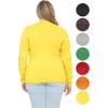 image:imageSTRETCH IS COMFORT Womens Long Sleeve Lay Flat Crew Neck Tee  Everyday Top  Plus amp Regular Sizes S5XYellow