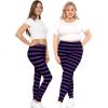 image:imageSTRETCH IS COMFORT Womens and Plus Size Oh So Soft Knee amp Full Length Leggings  Lots of Prints  Adult Sizes S7XBlack Purple Stripes