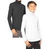 image:imageSTRETCH IS COMFORT Boys Long Sleeve Turtleneck Shirt  Soft Stretchy Lightweight Base Layer Everyday Top  216Black  White