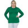 image:imageSTRETCH IS COMFORT Womens Long Sleeve Lay Flat Crew Neck Tee  Everyday Top  Plus amp Regular Sizes S5XKelly Green