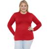 image:imageSTRETCH IS COMFORT Womens Long Sleeve Lay Flat Crew Neck Tee  Everyday Top  Plus amp Regular Sizes S5XRed