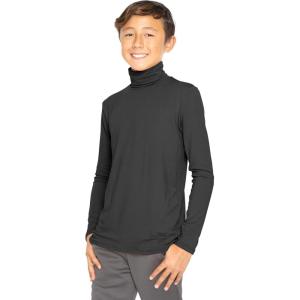 image:imageSTRETCH IS COMFORT Boys Long Sleeve Turtleneck Shirt  Soft Stretchy Lightweight Base Layer Everyday Top  216Black