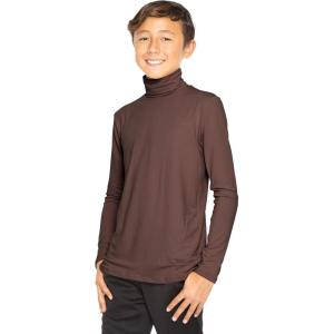 image:imageSTRETCH IS COMFORT Boys Long Sleeve Turtleneck Shirt  Soft Stretchy Lightweight Base Layer Everyday Top  216Brown