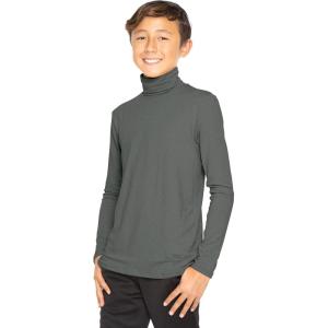 image:imageSTRETCH IS COMFORT Boys Long Sleeve Turtleneck Shirt  Soft Stretchy Lightweight Base Layer Everyday Top  216Charcoal Gray