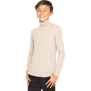 image:imageSTRETCH IS COMFORT Boys Long Sleeve Turtleneck Shirt  Soft Stretchy Lightweight Base Layer Everyday Top  216Cream