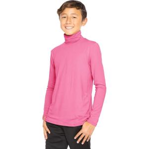 image:imageSTRETCH IS COMFORT Boys Long Sleeve Turtleneck Shirt  Soft Stretchy Lightweight Base Layer Everyday Top  216Hot Pink