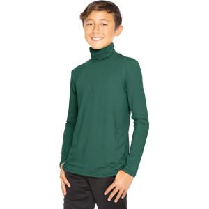 image:imageSTRETCH IS COMFORT Boys Long Sleeve Turtleneck Shirt  Soft Stretchy Lightweight Base Layer Everyday Top  216Hunter Green