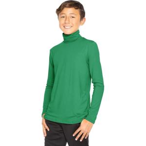 image:imageSTRETCH IS COMFORT Boys Long Sleeve Turtleneck Shirt  Soft Stretchy Lightweight Base Layer Everyday Top  216Kelly Green