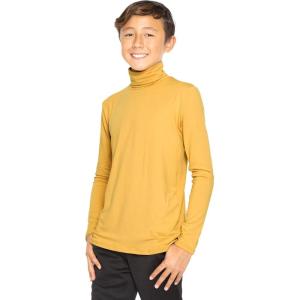 image:imageSTRETCH IS COMFORT Boys Long Sleeve Turtleneck Shirt  Soft Stretchy Lightweight Base Layer Everyday Top  216Mustard Yellow