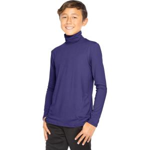 image:imageSTRETCH IS COMFORT Boys Long Sleeve Turtleneck Shirt  Soft Stretchy Lightweight Base Layer Everyday Top  216Navy Blue