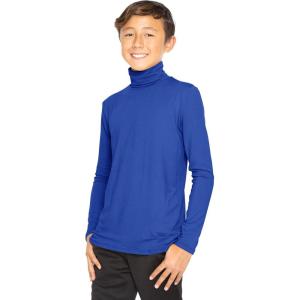 image:imageSTRETCH IS COMFORT Boys Long Sleeve Turtleneck Shirt  Soft Stretchy Lightweight Base Layer Everyday Top  216Royal Blue