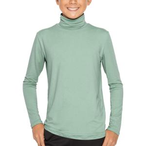 image:imageSTRETCH IS COMFORT Boys Long Sleeve Turtleneck Shirt  Soft Stretchy Lightweight Base Layer Everyday Top  216Sage Green
