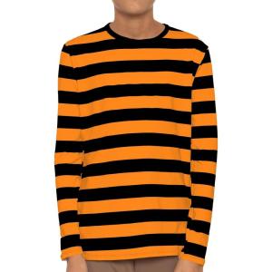 image:imageSTRETCH IS COMFORT Boys Oh So Soft Long Sleeve Top Crew Neck  416Black Orange Stripes