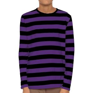 image:imageSTRETCH IS COMFORT Boys Oh So Soft Long Sleeve Top Crew Neck  416Black Purple Stripes