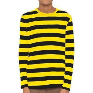 image:imageSTRETCH IS COMFORT Boys Oh So Soft Long Sleeve Top Crew Neck  416Black Yellow Stripes