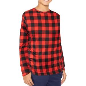 image:imageSTRETCH IS COMFORT Boys Oh So Soft Long Sleeve Top Crew Neck  416Buffalo Plaid